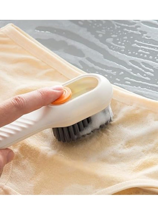 Shoe Cleaning Brushes, Multi-Functional Shoe Brush Add Liquid Function, Long Handle Brushes with Soft Bristles and Automatic Fill, Clothes Cleaning Tools (Color-White)  - Image 4