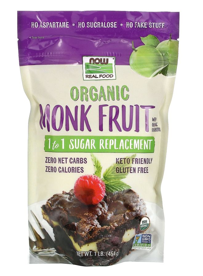 now Real Food Organic Monk Fruit 1-to-1 Sugar Replacement  1 lb (454 g) 