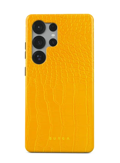 BURGA Samsung Galaxy S25 Ultra Mobile Phone Case Hybrid 2 Layer Hard Shell Silicone Protective Case, Scratch Resistant Shockproof Cover,Canary Yellow