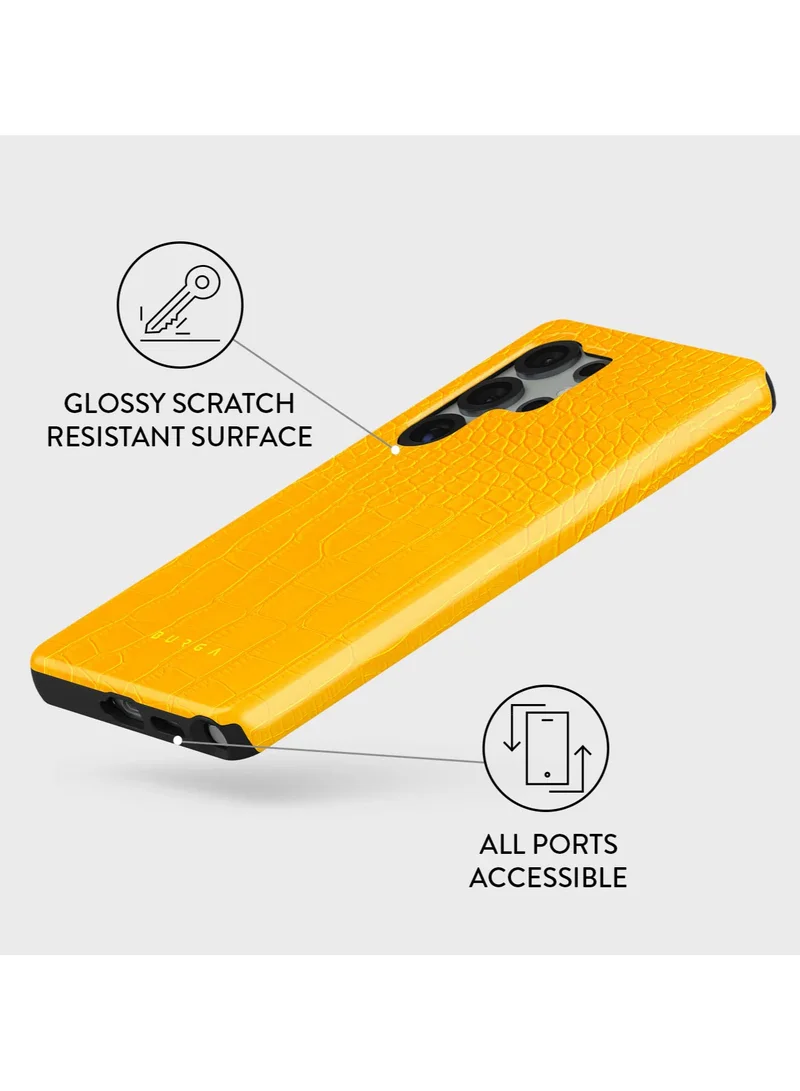بورجا جراب هاتف محمول Samsung Galaxy S25 Ultra، جراب واقٍ من السيليكون الصلب ثنائي الطبقات، مقاوم للخدش والصدمات، أصفر كناري