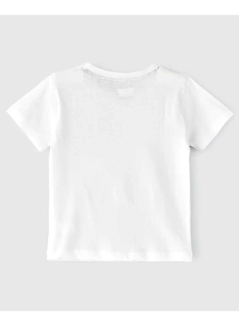 وارنر بروس Warner Brothers Looney Tunes Cotton White Half Sleeve Round Neck Printed T-shirt For Boys