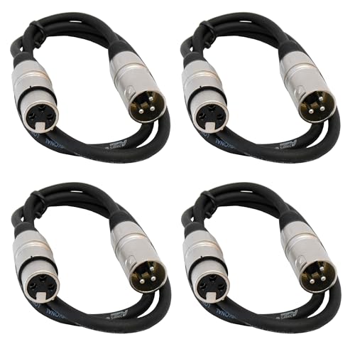 AUDIO 2000'S Audio2000'S ADC2037X4 Four-Pack 3-Foot XLR Male to XLR Female Balanced Microphone/Patch/Stage/Audio/Recording Cables (Total Four 3-Foot Cables) - Image 1