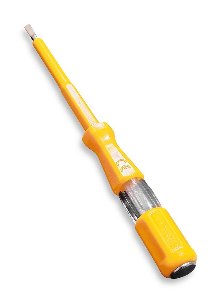 ABC Electrical testing screwdriver with built-in indicator light 500V that automatically lights up when an electric current is detected, made of plastic for high-quality insulation, sharp flat head suitable for simple screwing and tightening, as well as testing function  - Image 1