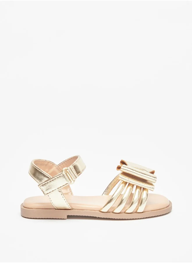 Flora Bella By Shoexpress Girl's Bow Accent Sandals with Hook and Loop Closure Ramadan Collection