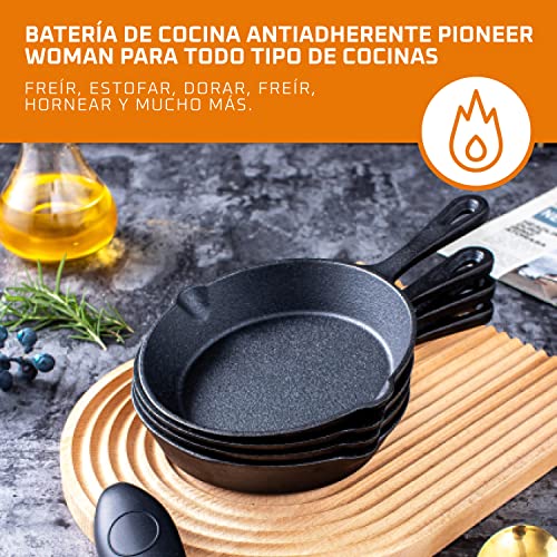 Bruntmor Cast Iron Frying Pan Set of 4-6x4 Inch Black Pre-Seasoned Skillets with Heat-Resistant Silicone - Mini Cast Iron Skillet Set for Stovetop, Oven, and Grill - Image 5