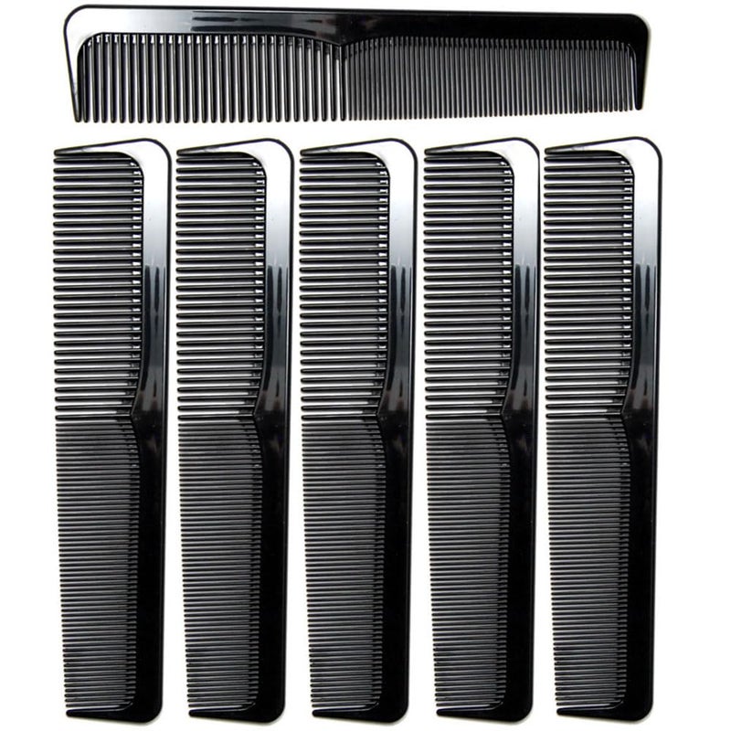 6 Pack - 9" Large Black Dressing Hair Dresser Combs Barber Comb SET - Styling Essentials Coarse/Fine Hair Combs