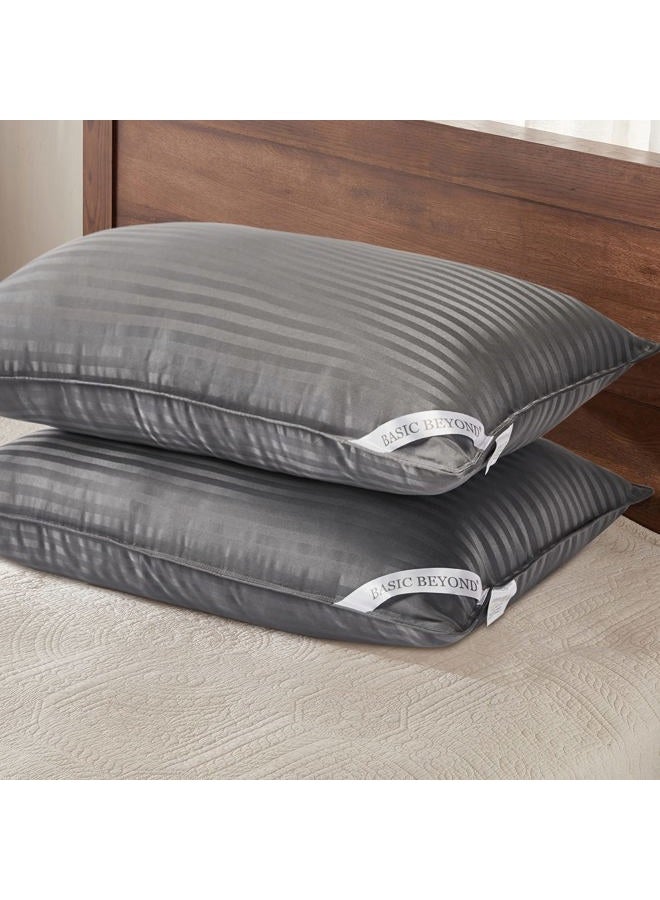 Basic Beyond King Size Pillows for Sleeping - Soft Down Alternative Pillows Luxury Hotel Collection Bed Pillows Set of 2, Grey, 20x36 Inches - Image 1