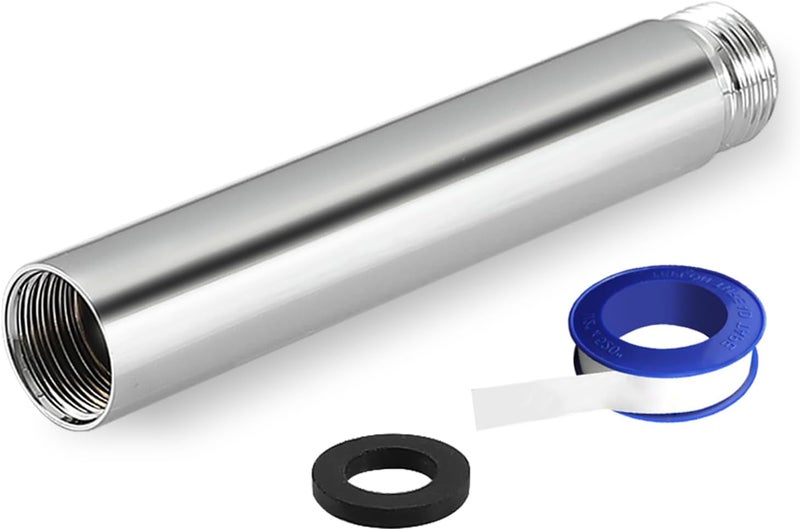 Nuodan Shower Extension Arm, Solid Stainless Steel Shower Pipe Extension with Teflon Tape and Washer, For Lowering or Extending Showerhead(4 Inch, Chrome) - Image 1