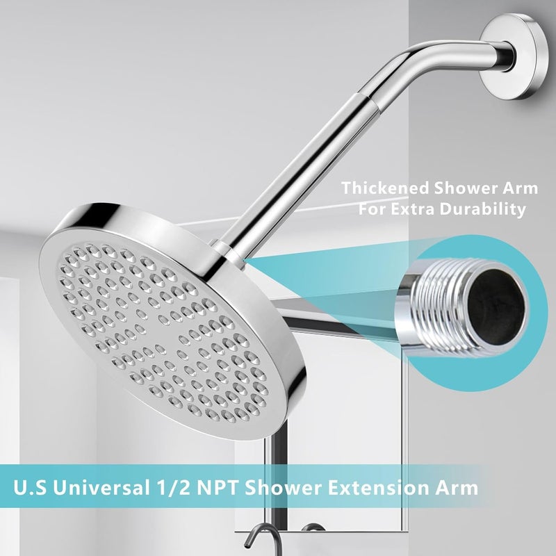 Nuodan Shower Extension Arm, Solid Stainless Steel Shower Pipe Extension with Teflon Tape and Washer, For Lowering or Extending Showerhead(4 Inch, Chrome) - Image 5