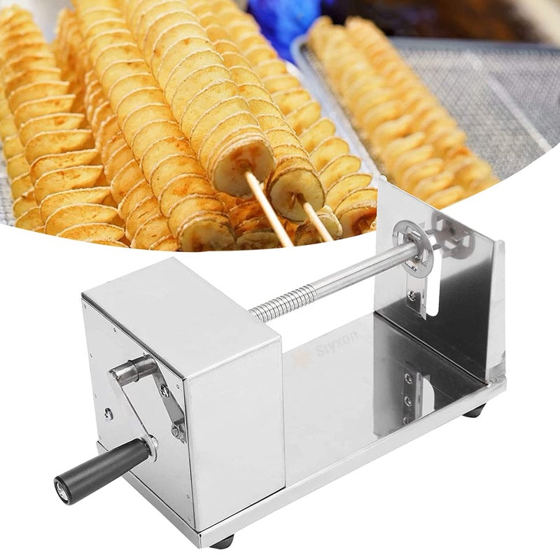 Styxon /Manual Stainless Steel Twisted Potato Slicer Spiral Vegetable Cutter French Fry |Size| 6 x 5.5 x 11.3 inches. - Image 1