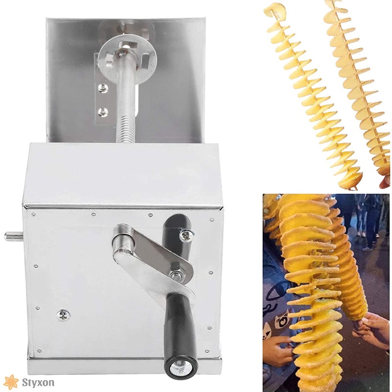 Styxon /Manual Stainless Steel Twisted Potato Slicer Spiral Vegetable Cutter French Fry |Size| 6 x 5.5 x 11.3 inches. - Image 5