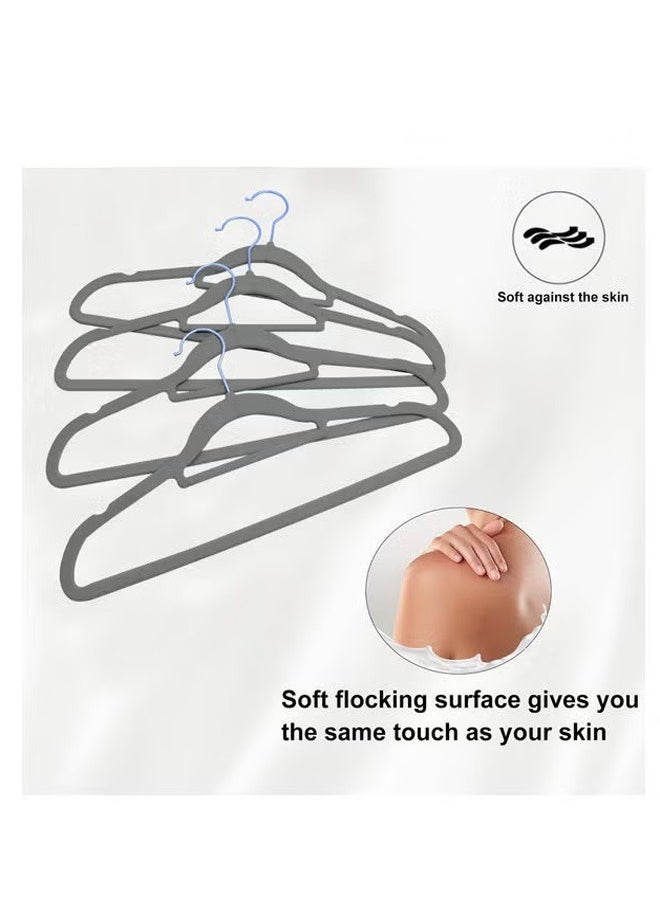 50 Pieces Of Household Clothing Hanging Flocking Non-Slip Hangers, Gray