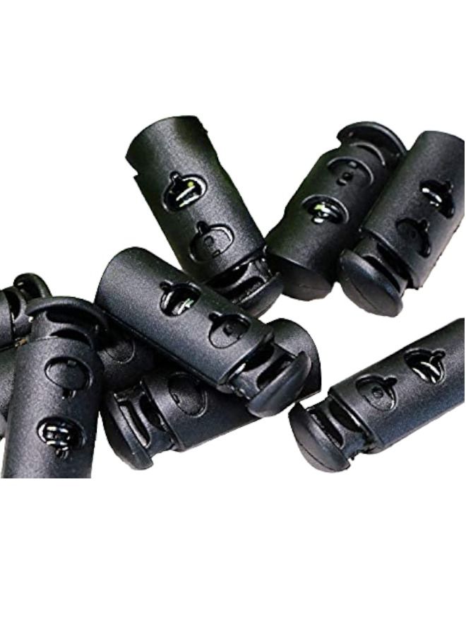 ITALO 4 Pieces Spring Cord Lock End Stopper Fastener Plastic Black Color 3 Centimeter - Image 3