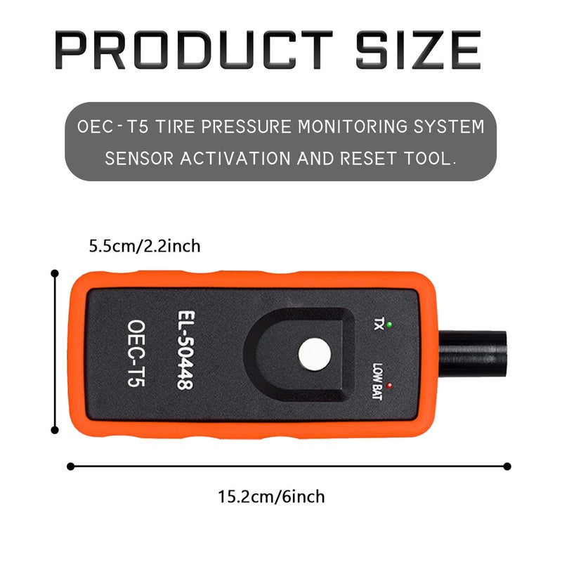 SWQS EL-50448 TPMS Relearn Tool, Tire Pressure Monitor Sensor Activation Reset Tool OEC-T5 for Most Series Vehicles OEC-T5 TPMS System Programming Training Activation Tools (Orange) - Image 2