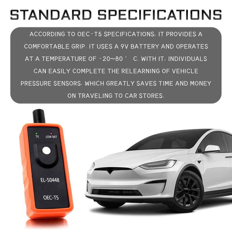 SWQS EL-50448 TPMS Relearn Tool, Tire Pressure Monitor Sensor Activation Reset Tool OEC-T5 for Most Series Vehicles OEC-T5 TPMS System Programming Training Activation Tools (Orange) - Image 3