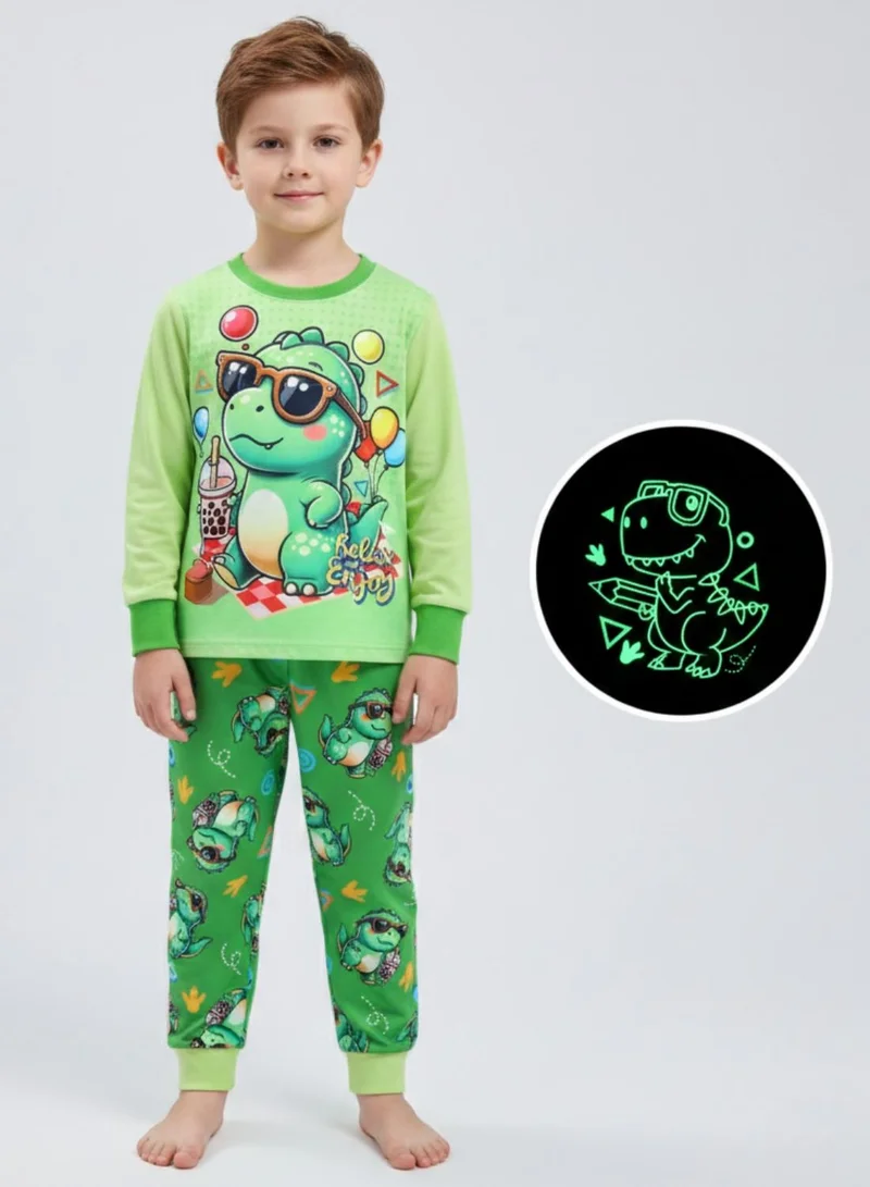 بيبي كلو Glow Dinosaur Boys Cotton Pajama Night Set