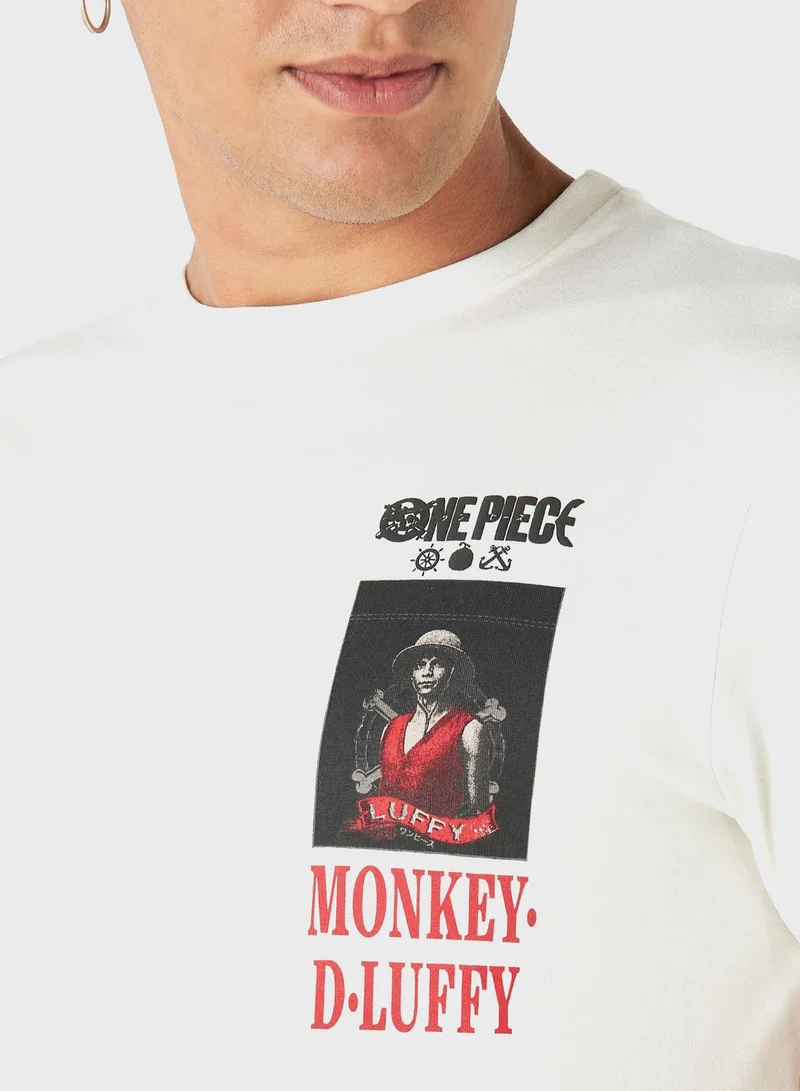 SP Characters One Piece Graphic Print Crew Neck T-Shirt