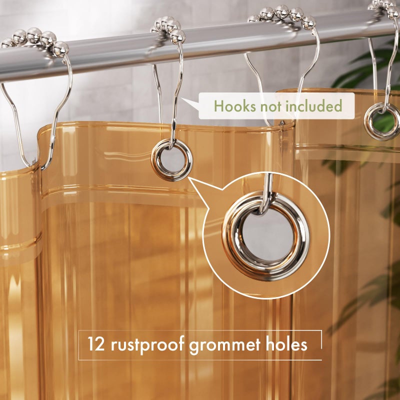 AmazerBath Shower Curtain Liner, 72x72 Transparent Orange Shower Liner, Lightweight Plastic Shower Curtain Liners, Cute Waterproof Shower Liner for Bathroom with 3 Magnets and 12 Grommet Holes - Image 3