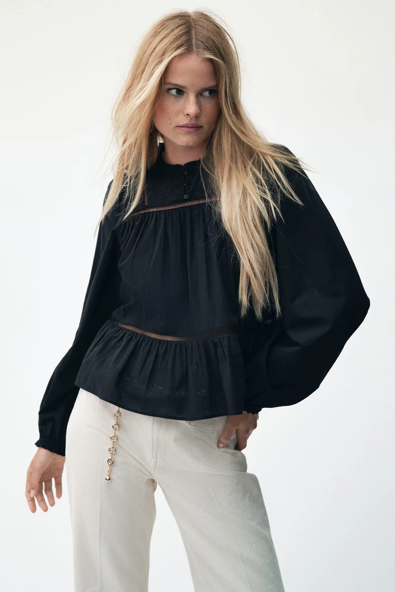 H&M Embroidered cotton blouse