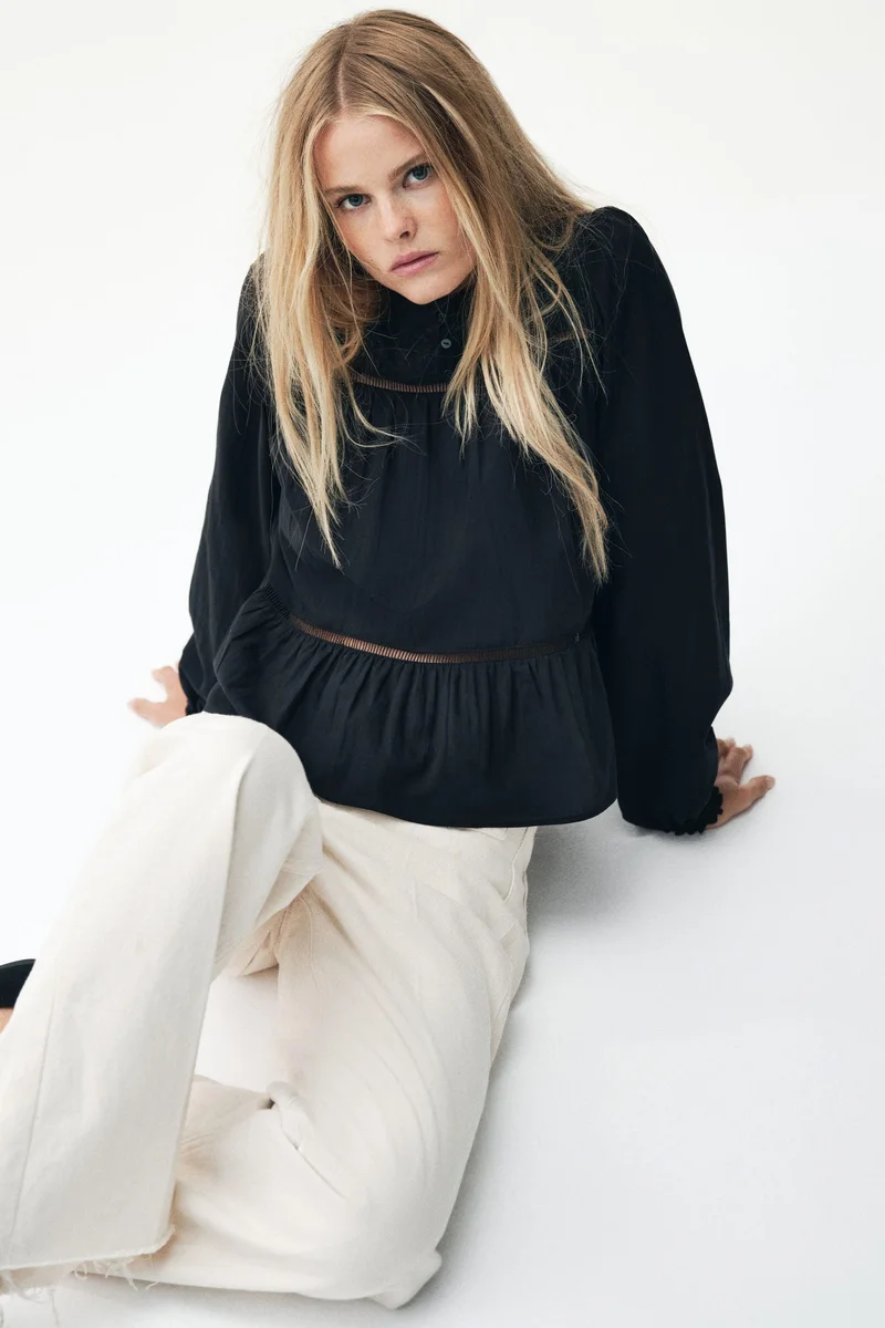 H&M Embroidered cotton blouse