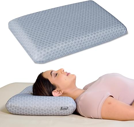 CareFoam وسادة CareFoam الطبية من رغوة الذاكرة للنوم المريح، تخفيف آلام الرقبة والكتف، وسادة متوسطة الصلابة بتصميم مريح مع غطاء جاكار رمادي قابل للإزالة، 20 × 13 × 4 بوصة، عبوة من 1 - Image 2