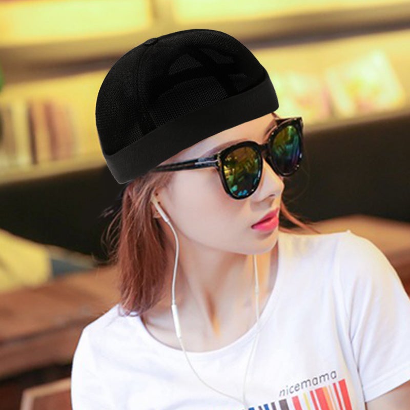 Summer Breathable Mesh Melon Cap Unisex Black - Image 4