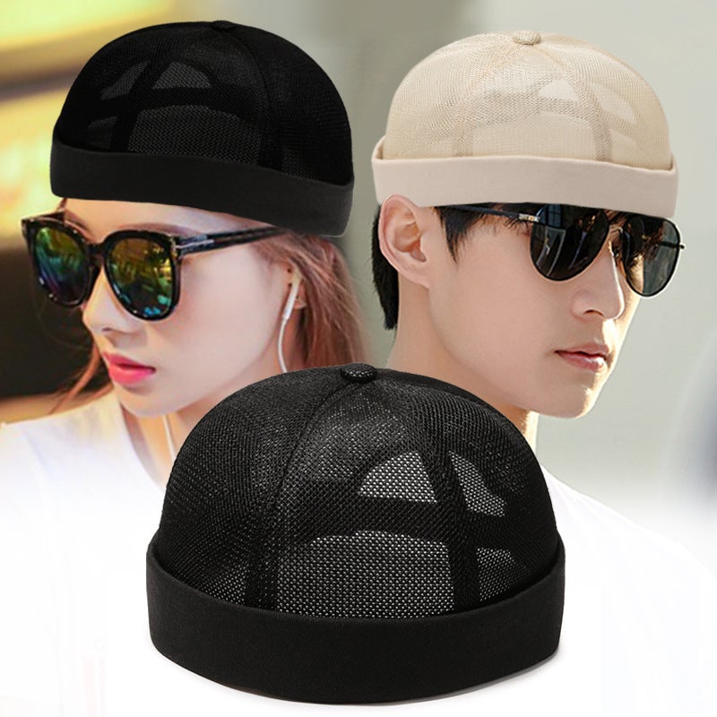 Summer Breathable Mesh Melon Cap Unisex Black - Image 2