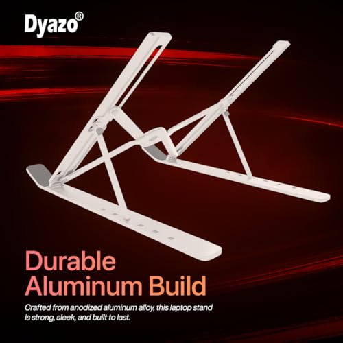 Dyazo 6 Angles Adjustable Aluminum Ergonomic Foldable Portable Tabletop Laptop/Desktop Riser Stand Holder Compatible for MacBook, HP, Dell, Lenovo & All Other Notebook (Silver) - Image 4