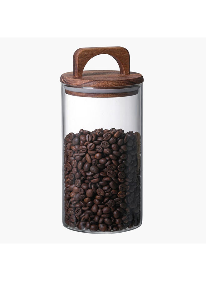 Home Box Zen Borosilicate Glass Storage Jar with Wooden Lid 900 ml - Image 1