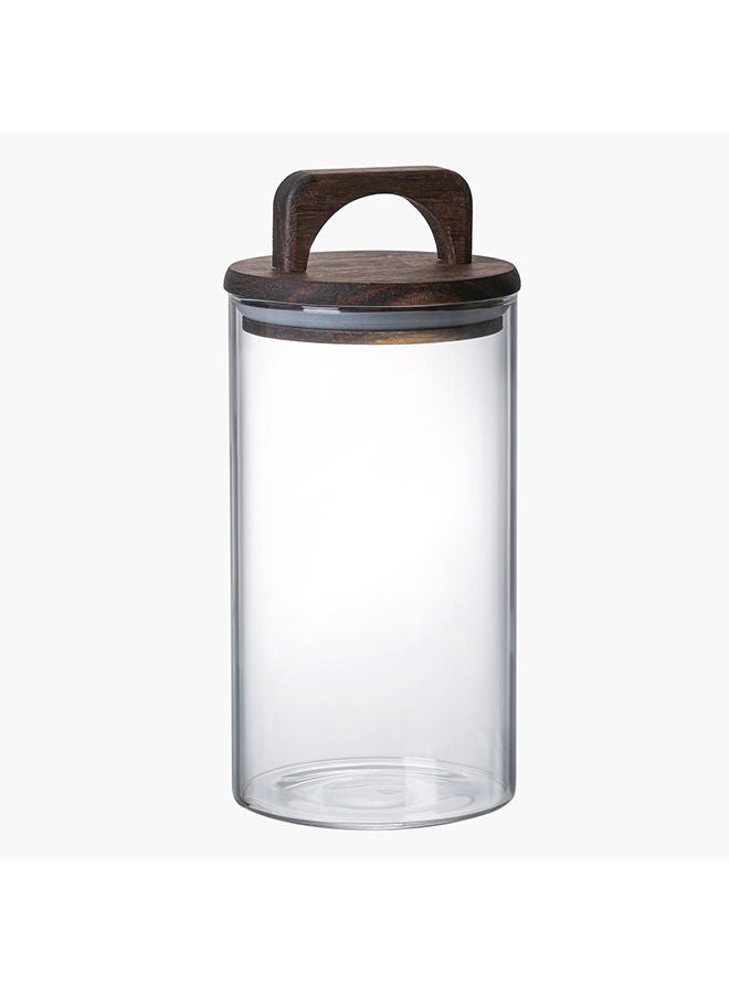 Home Box Zen Borosilicate Glass Storage Jar with Wooden Lid 900 ml - Image 4