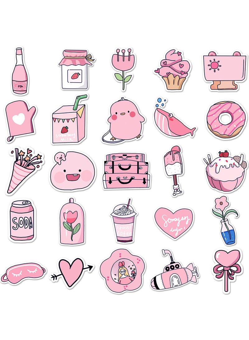 50pcs Pink Aesthetic VSCO Sticker Pack Vinyl Waterproof Stickers for Scrapbooking Laptop Phone Mug Suitable as Girls Children's Birthday Gifts - Image 2