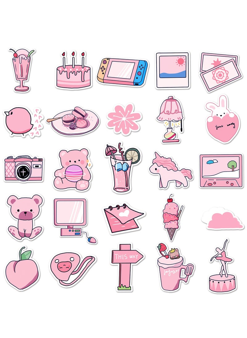 50pcs Pink Aesthetic VSCO Sticker Pack Vinyl Waterproof Stickers for Scrapbooking Laptop Phone Mug Suitable as Girls Children's Birthday Gifts - Image 3