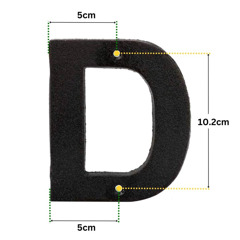 Pristine Address Letters for House - 5in Cast Iron - Large Metal Letters D - Image 3