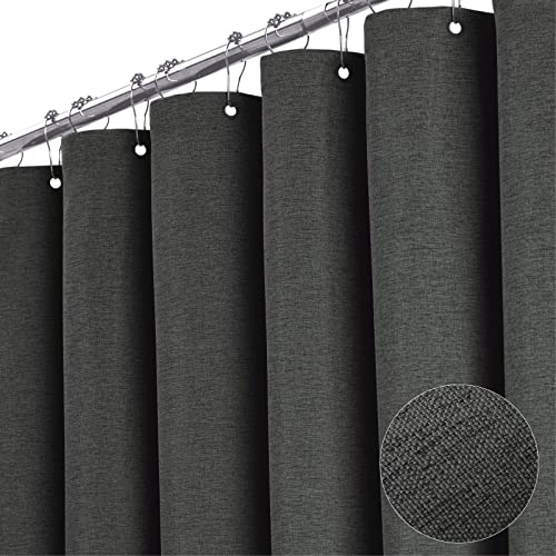 BTTN Charcoal Grey Shower Curtain Linen Textured Heavy Duty Thick Waterproof Cloth Shower Curtain Set with 12 Plastic Hooks Hotel Luxury Decorative Fabric Shower Curtain for Bathroom 72x72 Gray - Image 1