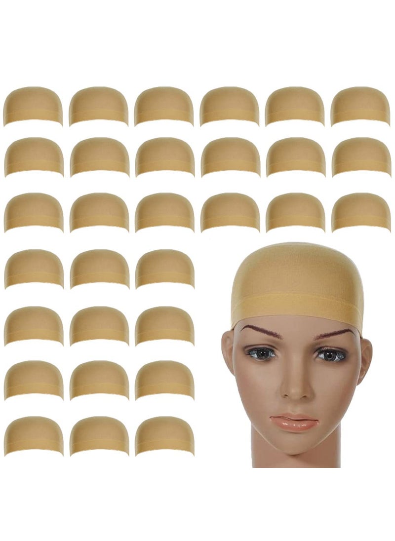 OMORFIEER - OMORFIEER 30 Pcs Stocking Caps for Wigs Stretchy Nylon Wig Caps For Women Beige - Image 1