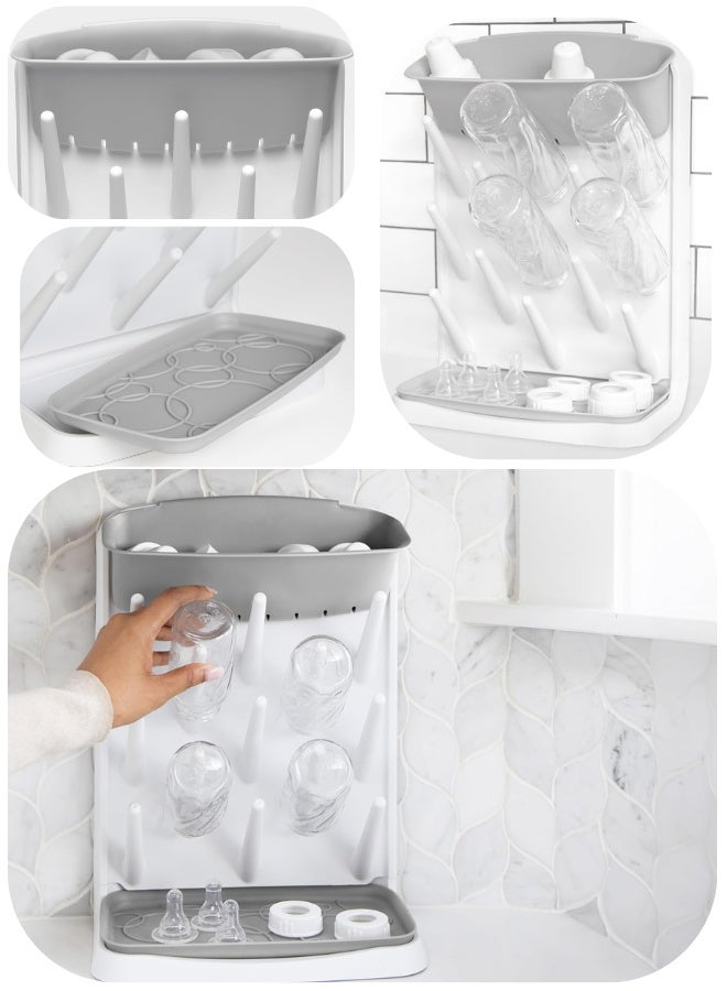 Chase Up Vertical Baby Bottle Drying Rack, Countertop Drying Rack Baby Accessory, Gray - Image 2