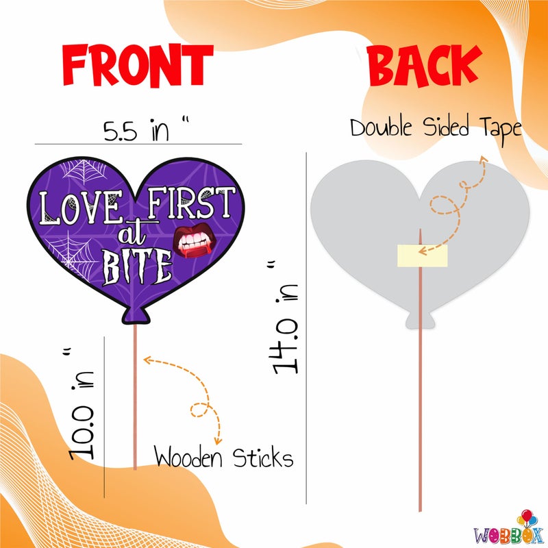 Wobbox Halloween Photo Booth Party Props (32 Pcs) DIY Kit with Orange, Purple & Black Happy Halloween Bunting Banner for Your Halloween Celebration, Halloween Decorations Item - Image 3