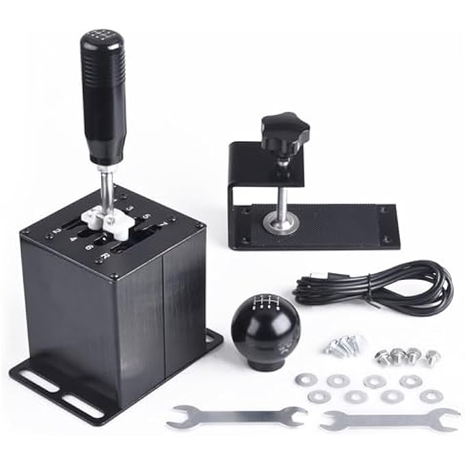 rayihni PC USB SIMULATOR SHIFTER 7+R H GEAR SHIFTER WITH L SHAPE CLAMP SET FOR GEAR SHIFT PC WINDOWS STEERING COMPATIBLE WITH G29/G27/G25/G920, T300RS/GT WHEEL - Image 1