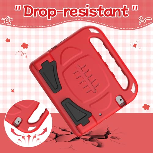 BMOUO Kids Case for iPad 9.7 2018/2017/iPad Air 2/1/Pro 9.7-Built-in Screen Protector Shockproof Handle Convertible Stand Case for iPad 9.7 Inch 2018 (6th Generation)/2017 (5th Generation)/Air 2, Red - Image 5