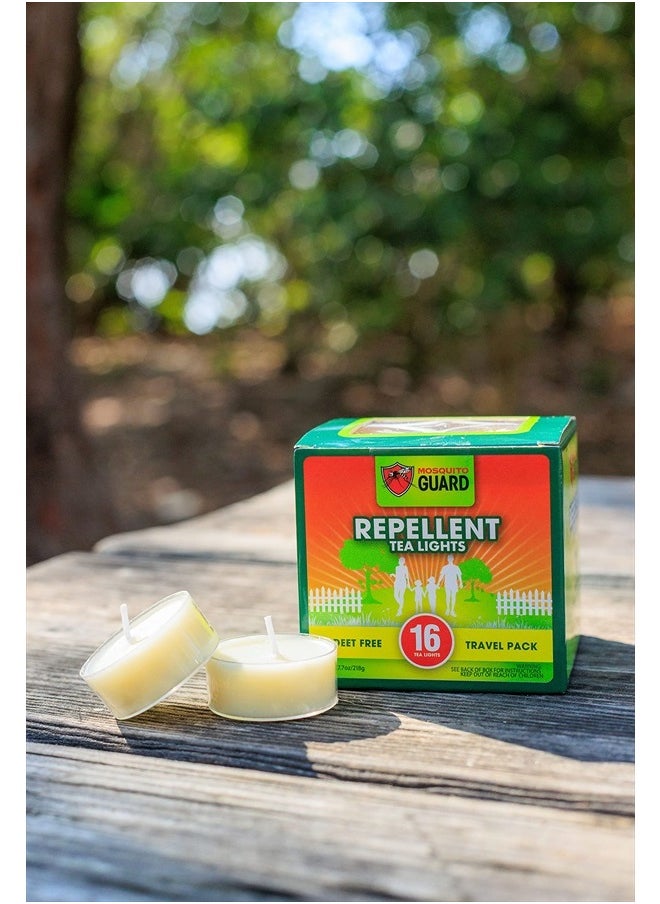 Mosquito Guard - 16 Tealight Citronella Candles Outdoor Mosquito Repellent Indoors - DEET Free Mosquito Candles for Outside - Natural Mosquito Repellent Outdoor Patio Candle - Yard Bug Repellent Candle - Image 1