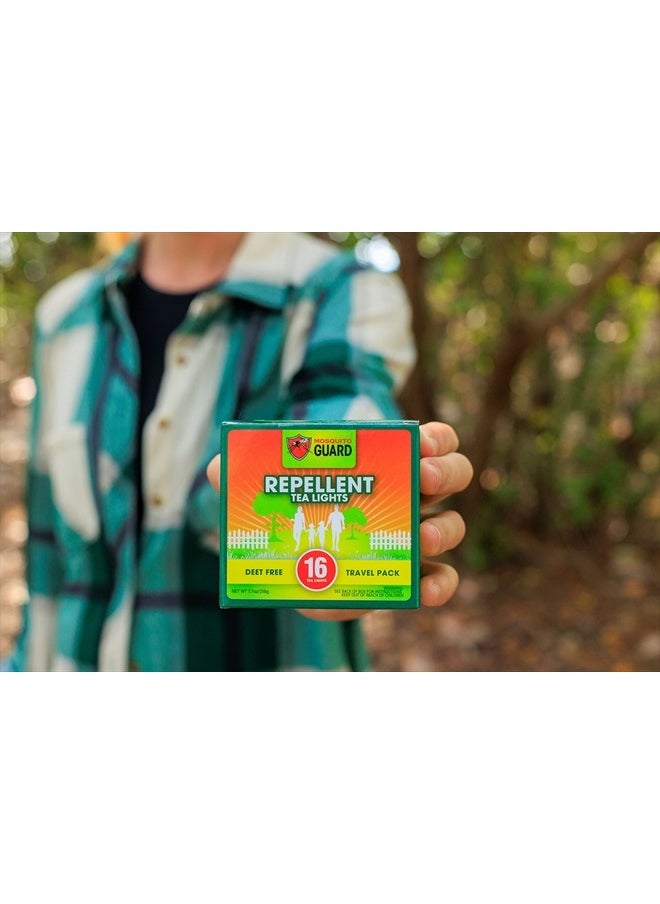 Mosquito Guard - 16 Tealight Citronella Candles Outdoor Mosquito Repellent Indoors - DEET Free Mosquito Candles for Outside - Natural Mosquito Repellent Outdoor Patio Candle - Yard Bug Repellent Candle - Image 1