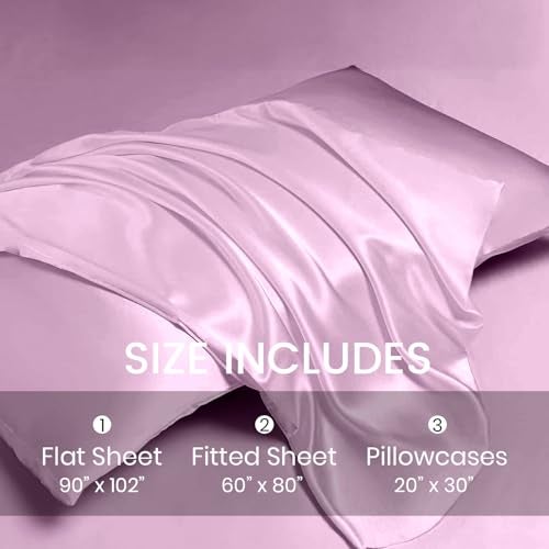 Revdomfly 4 Pcs Queen Size Luxury Silky Soft Pink Satin Sheet Set,1 Premium Moisture Wicking Fitted Sheet Fits Up to 16 Inches Deep Pocket + 1 Flat Sheet + 2 Pillowcases（Pink, Queen） - Image 5