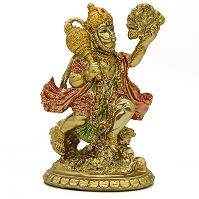 Hindu God Flying Hanuman Statue - Small Indian Idol Hanuman Murti Pooja Sculpture India Lord Figurine for Home Office Temple Mandir Diwali Puja Gifts Item Buddha Decor Yoga Altar Shrine Meditation Kit - Image 1