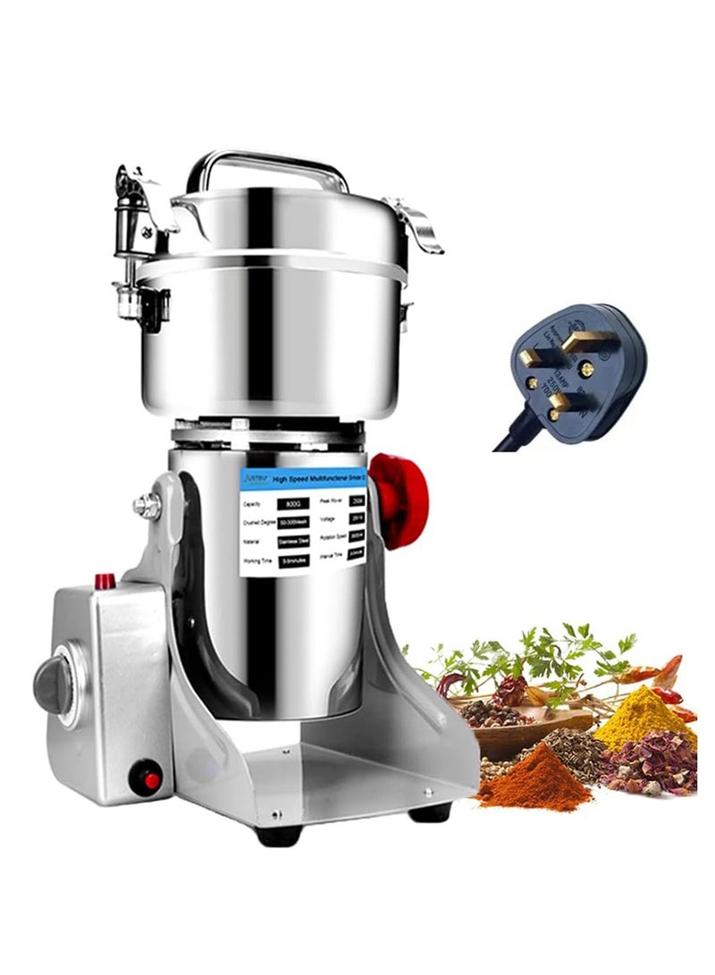 عربست مطحنة كهربائية، مطحنة البهارات، آلة مسحوق من الفولاذ المقاوم للصدأ مع حماية من التحميل الزائد ومؤقت 5 دقائق، آلة طحن الطعام الجاف للفاصوليا والبذور والمكسرات - Image 1