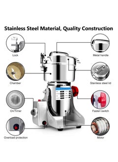 Arabest Electric Grain Grinder, Stainless Steel Powder Machine with Overload Protection and 5min Timer,Dry Food Grinding Machine for Bean, Seed, Nut  - Image 2