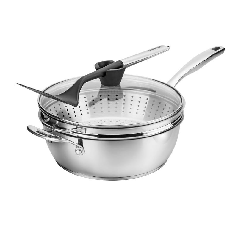 Cuisinart Preferred Pan 4-Pc Set - Stainless Steel (4.5 Qt. Multi-Purpose Pan w/Cover, Steamer, Slotted Turner) - Image 1