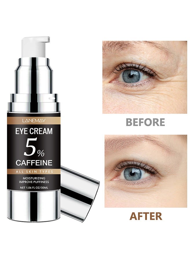 لينماي كريم العين بالكافيين ، كريم تحت العين للهالات السوداء والانتفاخ ، كريم مرطب مضاد للتجاعيد يقلل من التجاعيد ، أكياس تحت العين ، الهالات السوداء ، علاج شد العين (30 مل) - Image 1