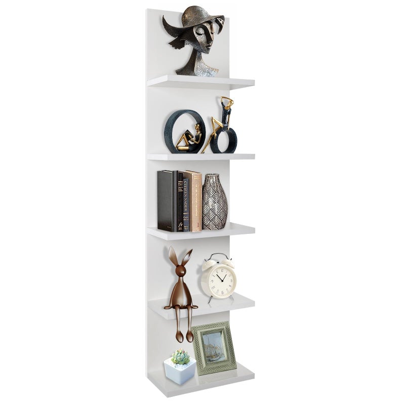 Homaterial 5 Tier Wall Shelf, Wall Mounted Shelves Unit for Living Room Bedroom, Floating Shelves Decor Organizer Tall(White), White - Image 1