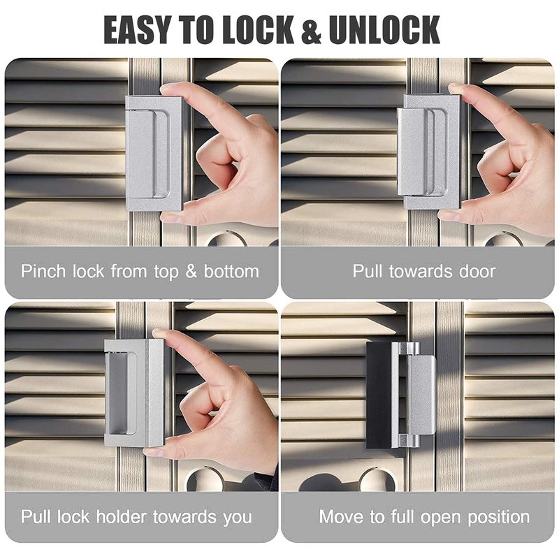 Lokytobi 2Pack Home Security Door Reinforcement Lock Childproof Door Lock Defender, Add High Security to Home Prevent, Aluminum Construction Finish (2Pack) - Image 4