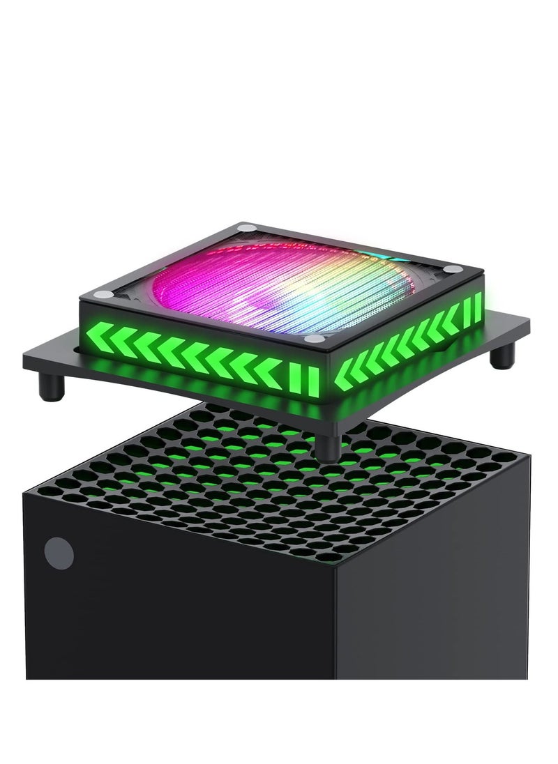 SYOSI - RGB Cooling Fan for Xbox Series X, Led Light Strip, Dust Cover Filter, Rubber Dust Plugs, Low Noise Top Fan, Independent Touch Switch, Enhance Your Gaming Experience - Image 1